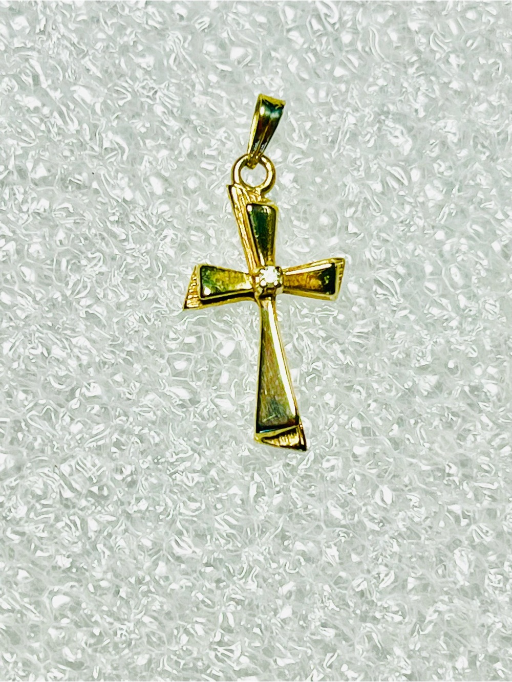 14k Solid Gold Cross Tiny Diamond Dual Sided Pendant  - Women Jewelry